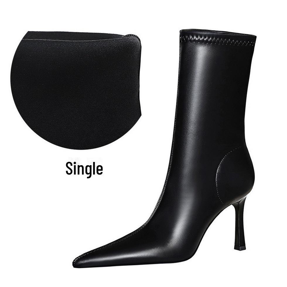 

Елегантні європейські та американські ботильйони на шпильці з короткою халявою – Ультрависокі підбори з гострим носком 38