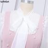 VONDA Elegant Women Long Sleeve Ruffled Bow Knot Patchwork Office Midi Dress
