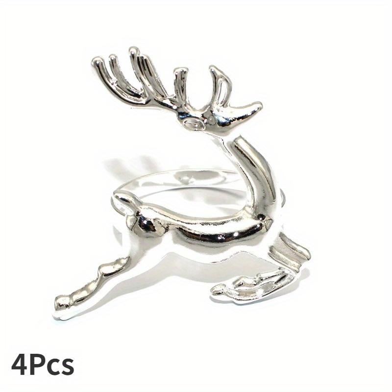 4Pcs Deer Napkin Rings Christmas Napkin Ring Holders Reindeer Napkin Buckle for Holiday Table Decoration