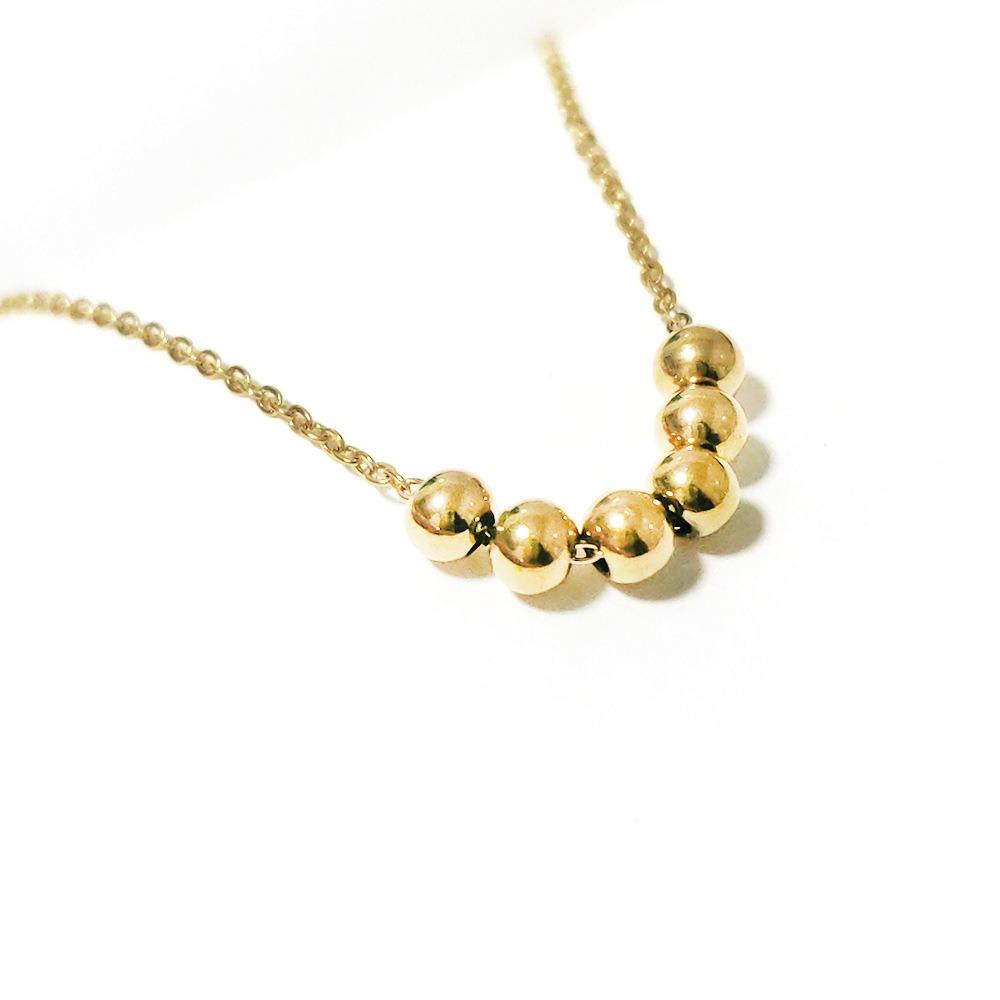 Classic Minimalism Geometric Six Small Golden Beads Necklace Women Gold Color Stainless Steel Does Not Fade Collar Chain Jewelry