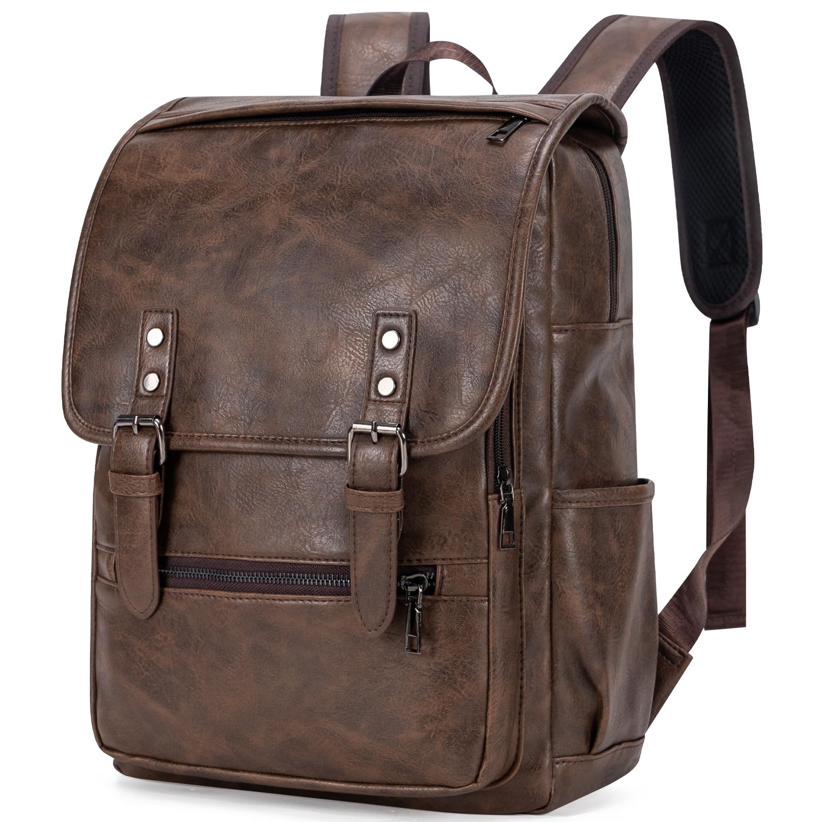 

Шкіряний рюкзак великої місткості, повсякденна сумка, водовідштовхувальна, вінтажна, небитка, шкільний, темно-коричневий [Yukiyumi] темно-коричневого кольору