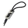 Great Key Ring Braided Design Charm Black Silver AG925 Mens Used
