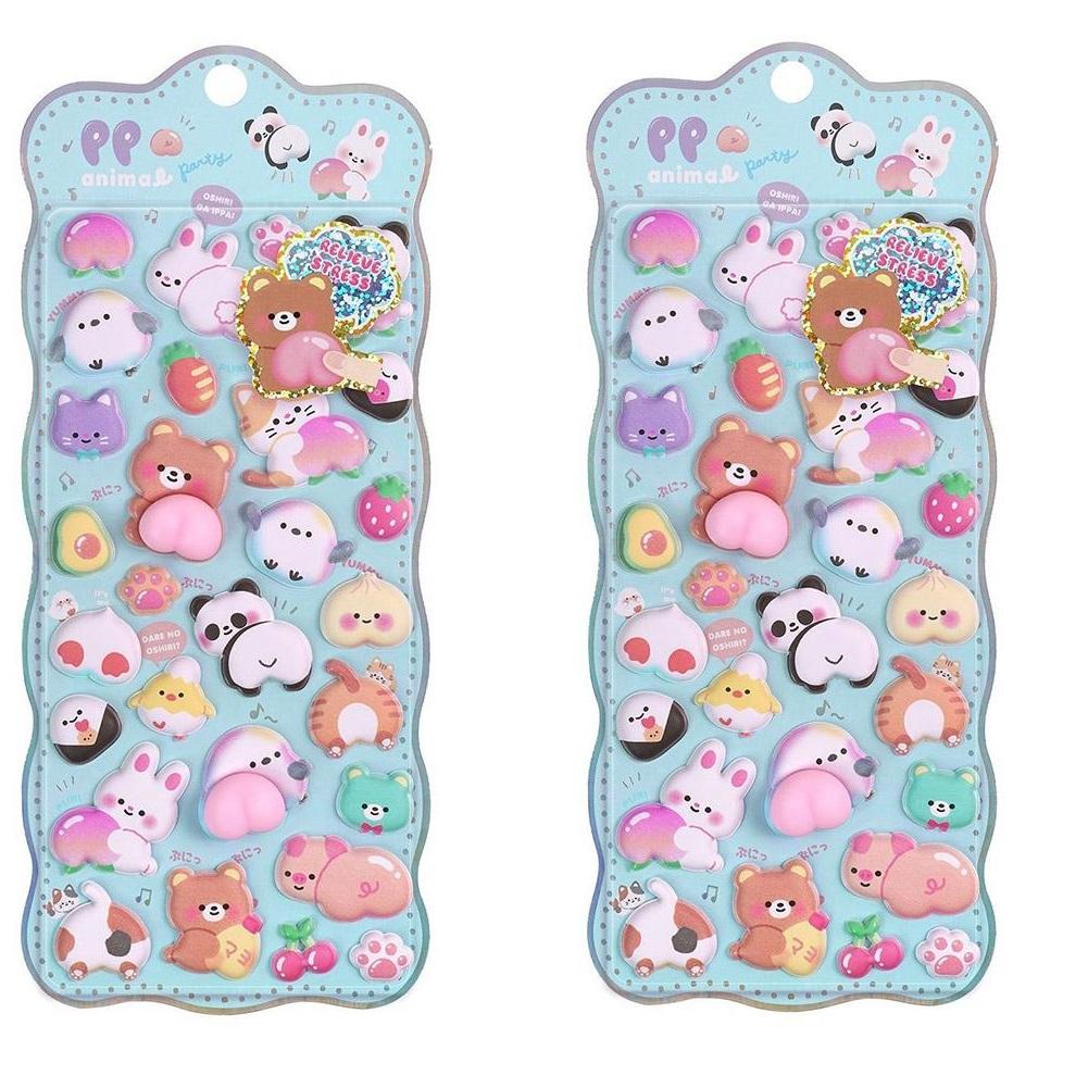 DIY 3D Niedlicher Hasen-Pfirsich-Aufkleber Kawaii Tieraufkleber - Squishy Fidget Aufkleber für Handyhülle Scrapbook, Lustiges Stressabbau-Geschenk