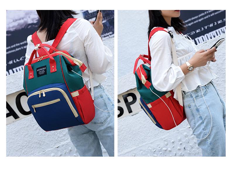 Upgraded Large Capacity Waterproof Mummy Bag - Lightweight Double Shoulder Mother & Baby Color Block Bag