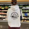 Autumn/Winter Mountain Letter Print Velvet Hoodie with Wrap Collar