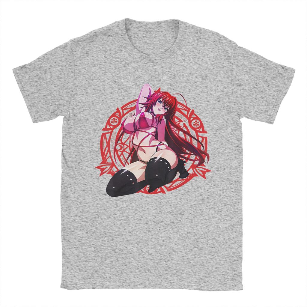 High School DxD Funny Anime Rias Gremory Character   Tshirts Men Cotton Clothing Retro  Round Neck Short Sleeve