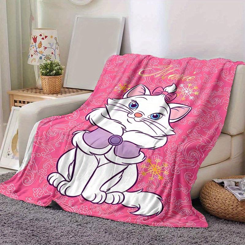 1PC Cute Cartoon Marie Cat Blanket, Seasonal Universal, Home Decoration, Throw, Blankets, Soft Flannel Throw Blanket, Versatile & Cozy for B