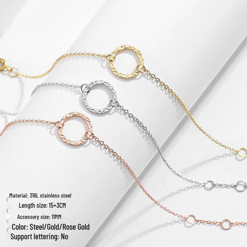 eManco Gold-Plated Stainless Steel Hollow Round Bracelet - European & American Simple Fashion.