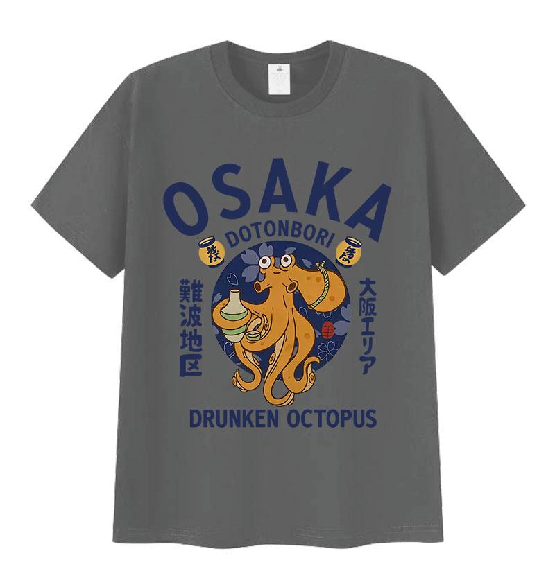 Japonská Osaka Dotonbori Opilá Chobotnice Milovník Jídla Vtipné Tričko Pánské Dámské Vintage Harajuku Nadměrné Bavlněné Tričko Streetwear