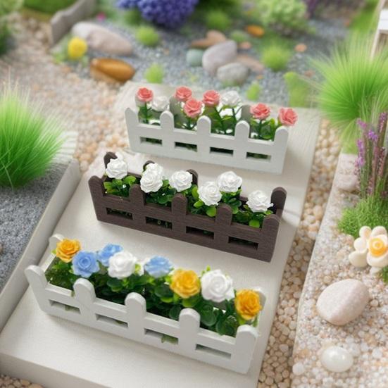 Miniatur Blumen Zaun Pflanzkasten Mini Hochbeet Figure Modell 1/12 Maßstab Puppenhaus Feengarten Dekoration Zubehör