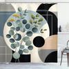 Eucalyptus Leaves Shower Curtain, Mid Century Modern Concept Botanical Motif in Cold Colors, Cloth Fabric Bathroom Dec
