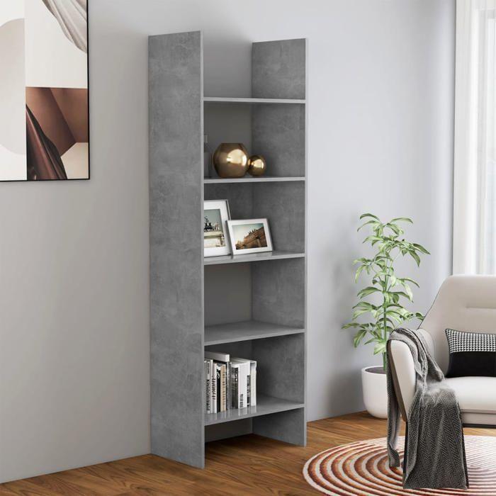 VidaXL Bibliothèque Gris béton 60x35x180 cm Bois d’ingénierie 803411