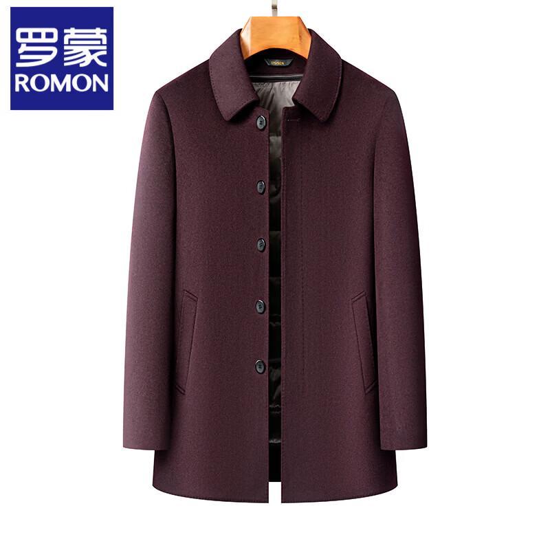 Romon Men's Wool Blend Winter Coat with Down Lining