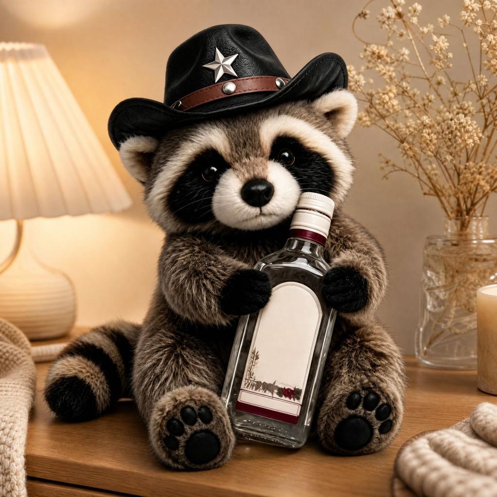 Raccoon Plush Stuffed Animal - Western Themed Toy for Collectors and Gift Giving