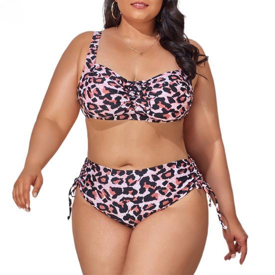 Costume da bagno donna taglie forti con stampa floreale a vita alta 2 pezzi/set bikini regolabile con spalline sottili per le vacanze