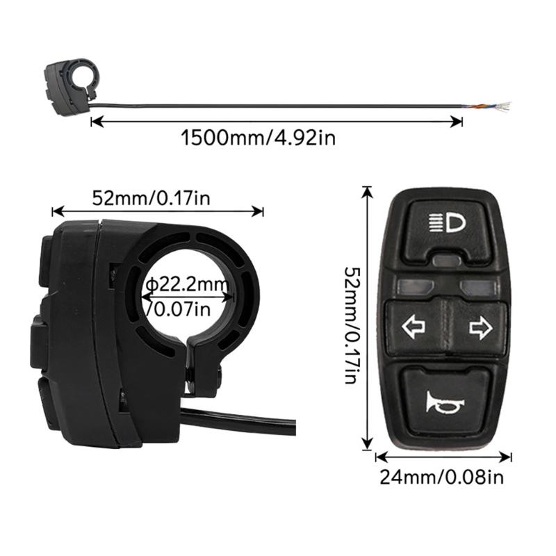 Electric Bike Horn Headlight Signal Light Switches Waterproof Lamps Horn Switchs