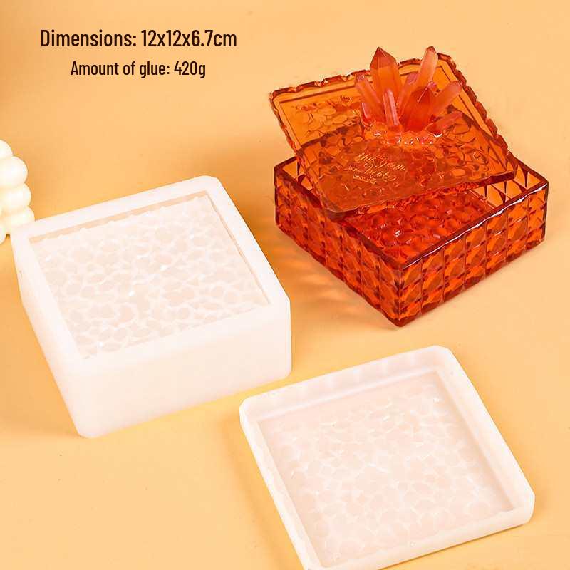 Handmade Resin Mold: Rectangular High Mirror Diamond Storage Box Mold