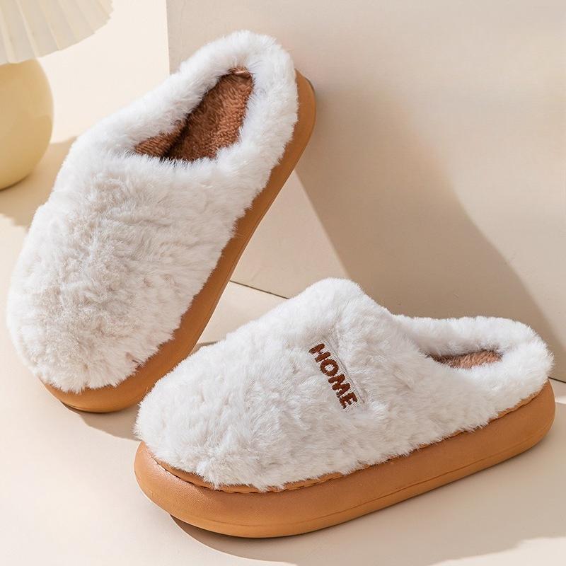 New Plush Cotton Shoes for Women's Home Use, Anti-slip Outerwear Slippers