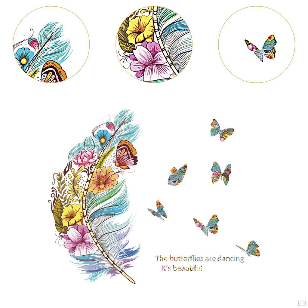 Beautiful Feather Wall Sticker for Bedroom, Easy To Clean, Dining Room Background, Decal,
