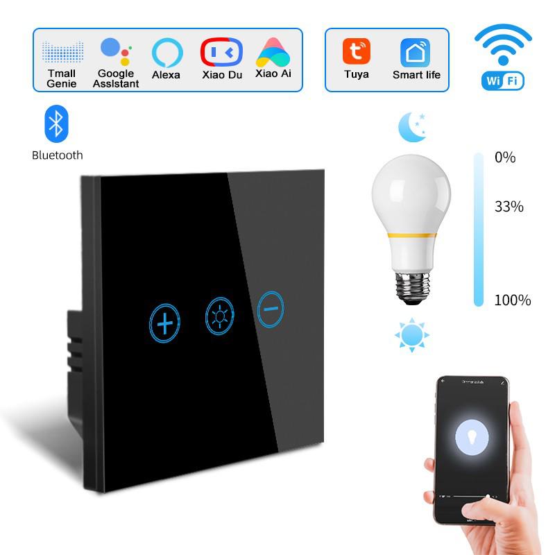 EU Standard Smart WiFi Touch Dimming Switch with Alexa and Tuya Remote Control.
