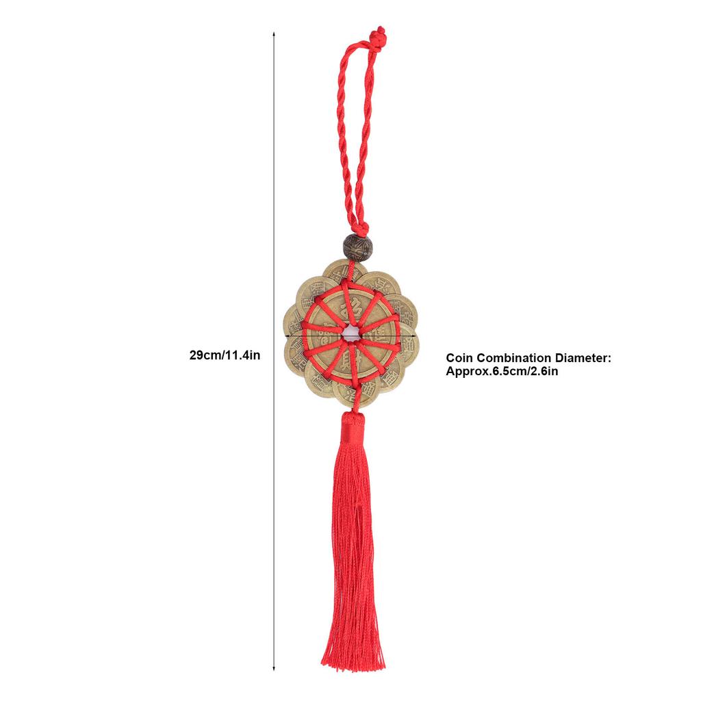 Chinese Feng Shui Coins Fortune Money with Red String Hanging Ornament for Chinese New Year Decoration