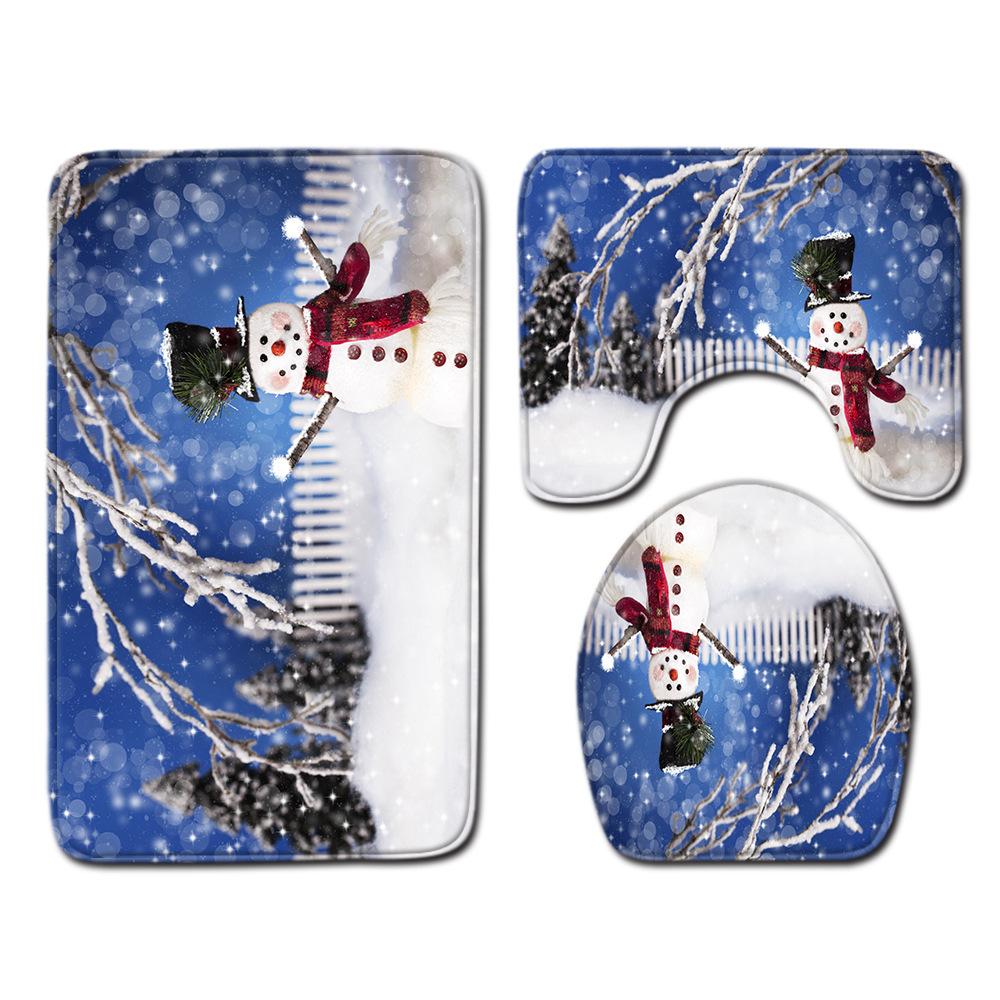 3D Toilet Floor Mat Bathroom Mat Christmas Three-Piece Foot Mat E-Commerce