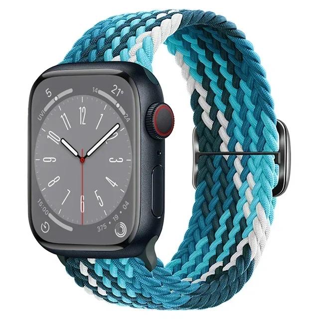 Nylon Strap for Apple Watch Ultra 2 Band 49mm 40mm 44mm 41mm 38 45mm Elastic Braided Loop Bracelet IWatch Series 9 8 7 6 SE 5 4