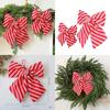 Red And White Diagonal Stripe Bow Pendant For Holiday Tree Ornaments