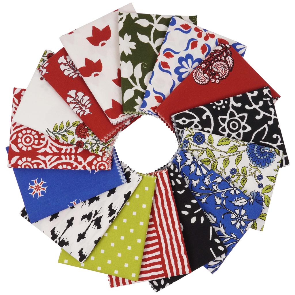 Soimoi 16 Pc Fat Quarter Bundle,  Block  Print 18"x 22"  DIY Patchwork-  100   Cotton  Pre-Cut Quilting Fabric