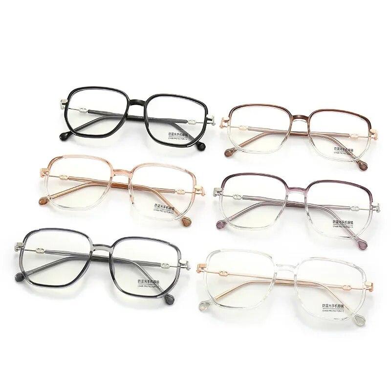 Vintage Square Glitter Frame Anti-blue Glasses Women Fashion Optical Eyewear Eyeglasses