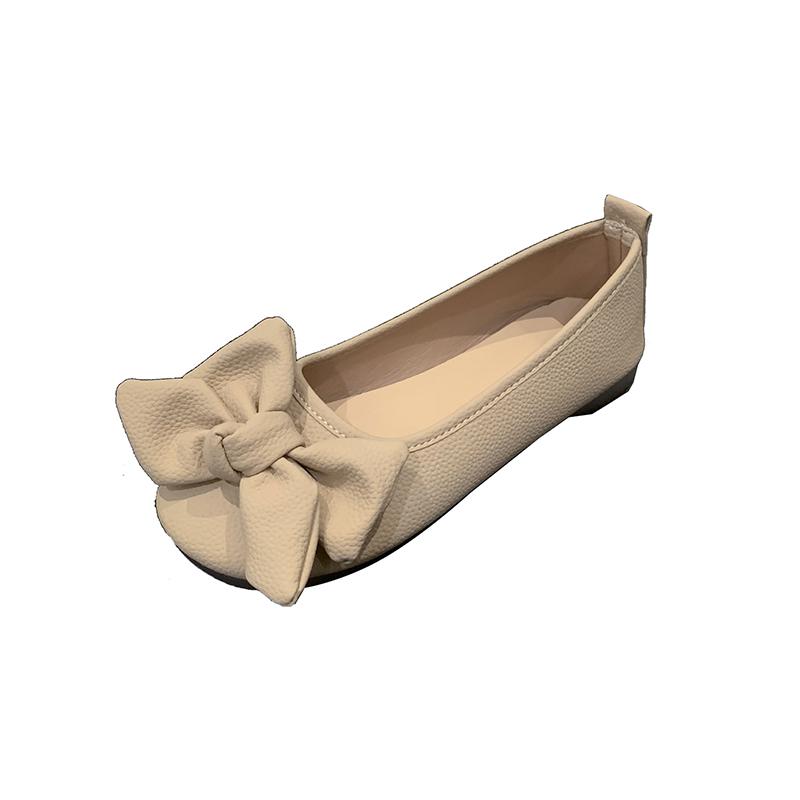 

Мода Новый стиль туфель-лодочек на плоской подошве для женщин, универсальные и удобные с бантом и парой бусин на одной ноге 40 хаки