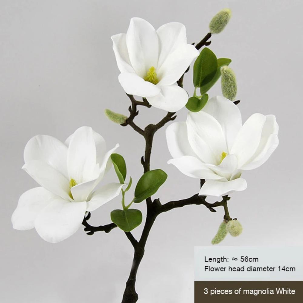Hand Feel Magnolia with Buds, High Simulation, Chinese Style Floral Art, Living Room Decoration