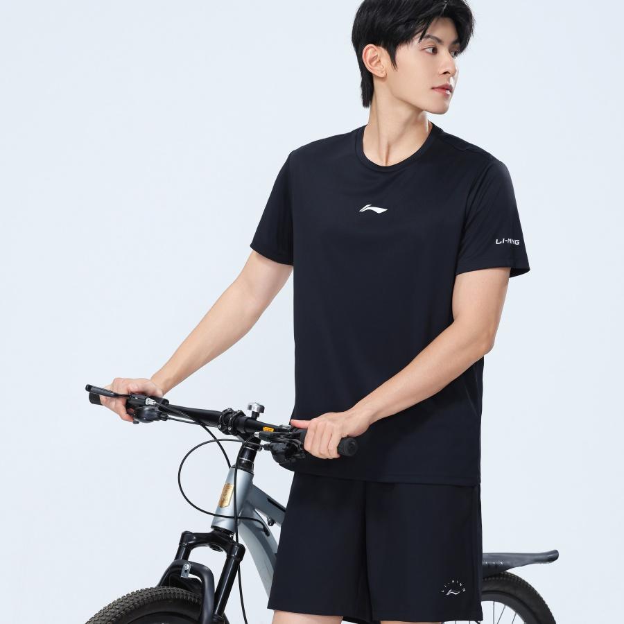 Li-Ning Summer Solid Color Round Neck Ice Silk Cool Feeling Moisture Wicking Breathable Quick Dry Running Fitness Short Sleeve T-Shirt ATSW963-1