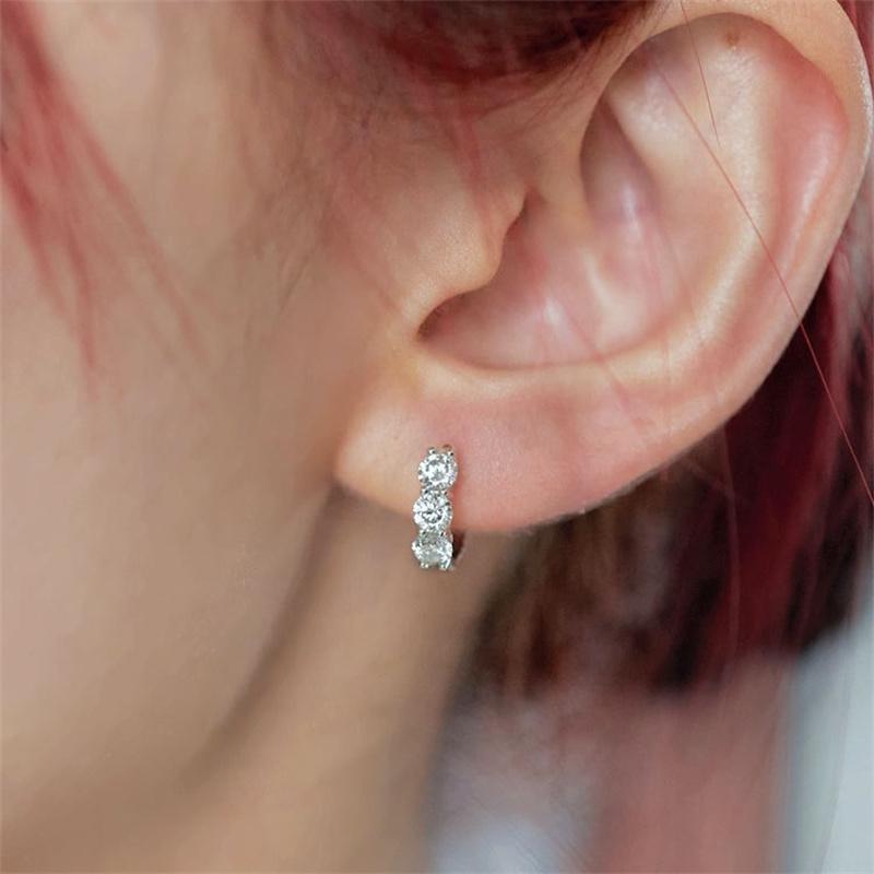 Small Hoop Earrings 925 Sterling Silver Hollow Sparkling Ear Buckles For Women Wedding Fine Jewelry