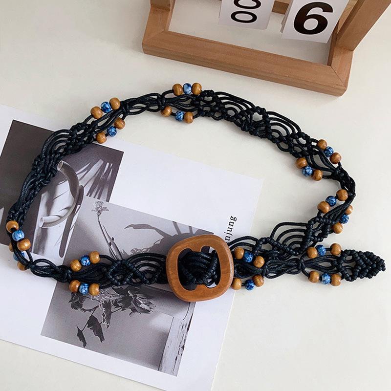 Meier Waist cord bohemia braided hemp rope waist chain thin belt for women