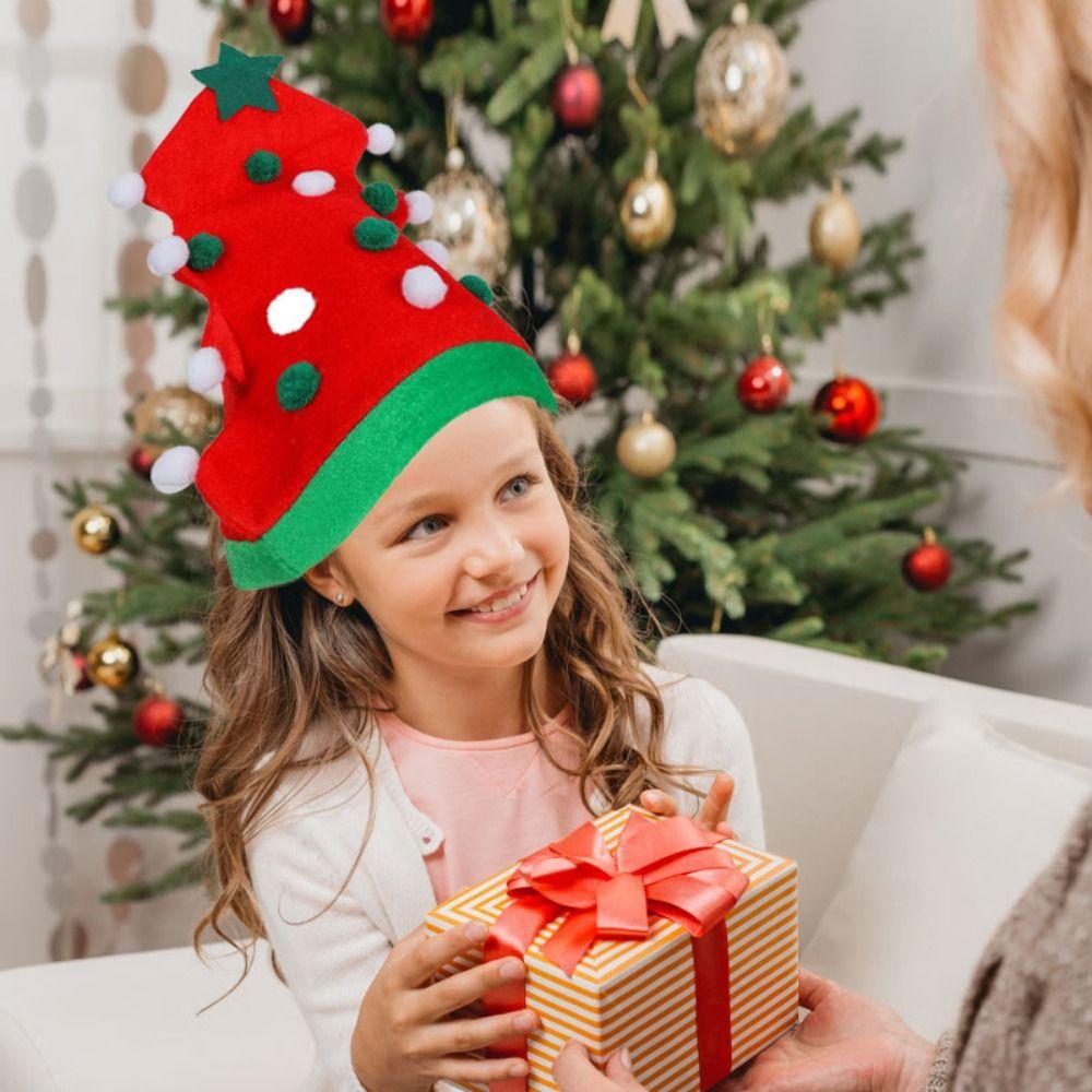 

Red Christmas Tree Hat Balls Santa Hat Outdoor Xmas Cap Christmas