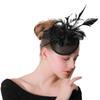 Popular Hemp Yarn Banquet Mesh Top Hat Bride Black Feather Hairpin European And American Halloween