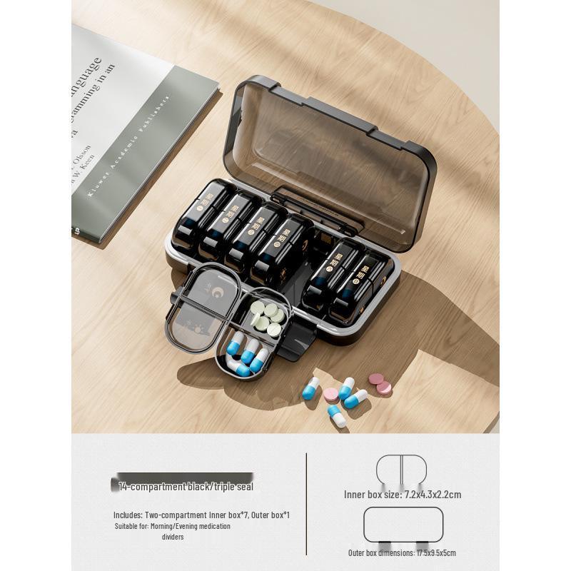 Compact 7-Day Japanese Pill Organizer with Three-Daily Dose Reminder