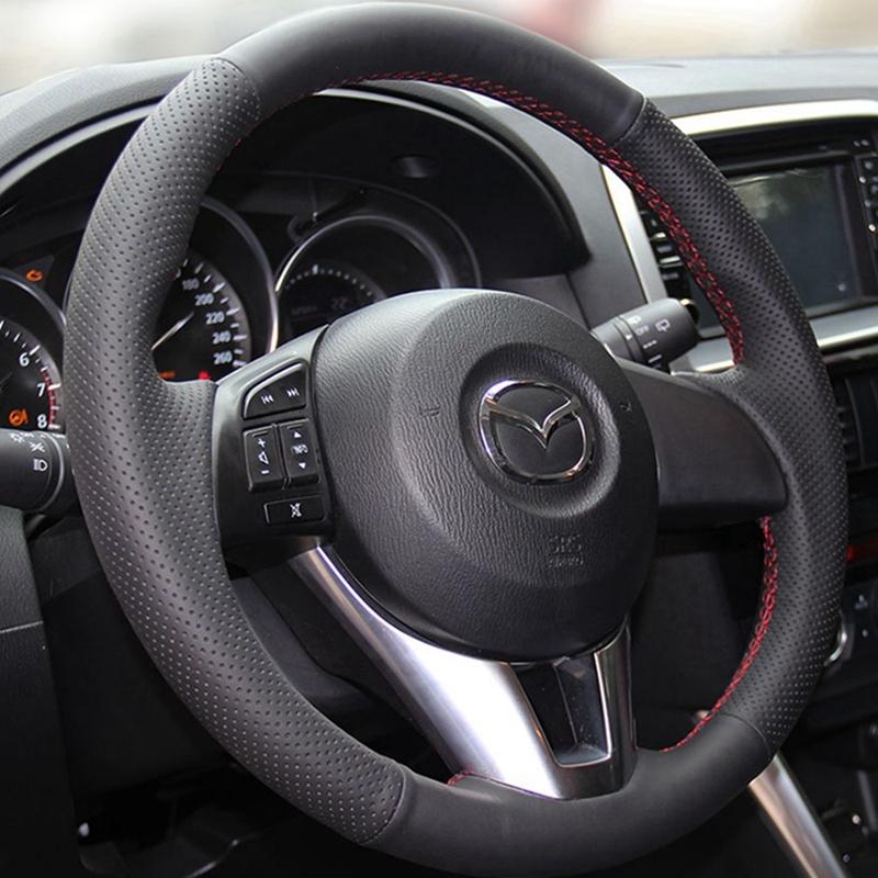 Schwarze Kunstleder Handgenähte Auto Lenkradabdeckung Für Mazda CX-5 CX5 Atenza 2014 Neuer Mazda 3 CX-3 2016