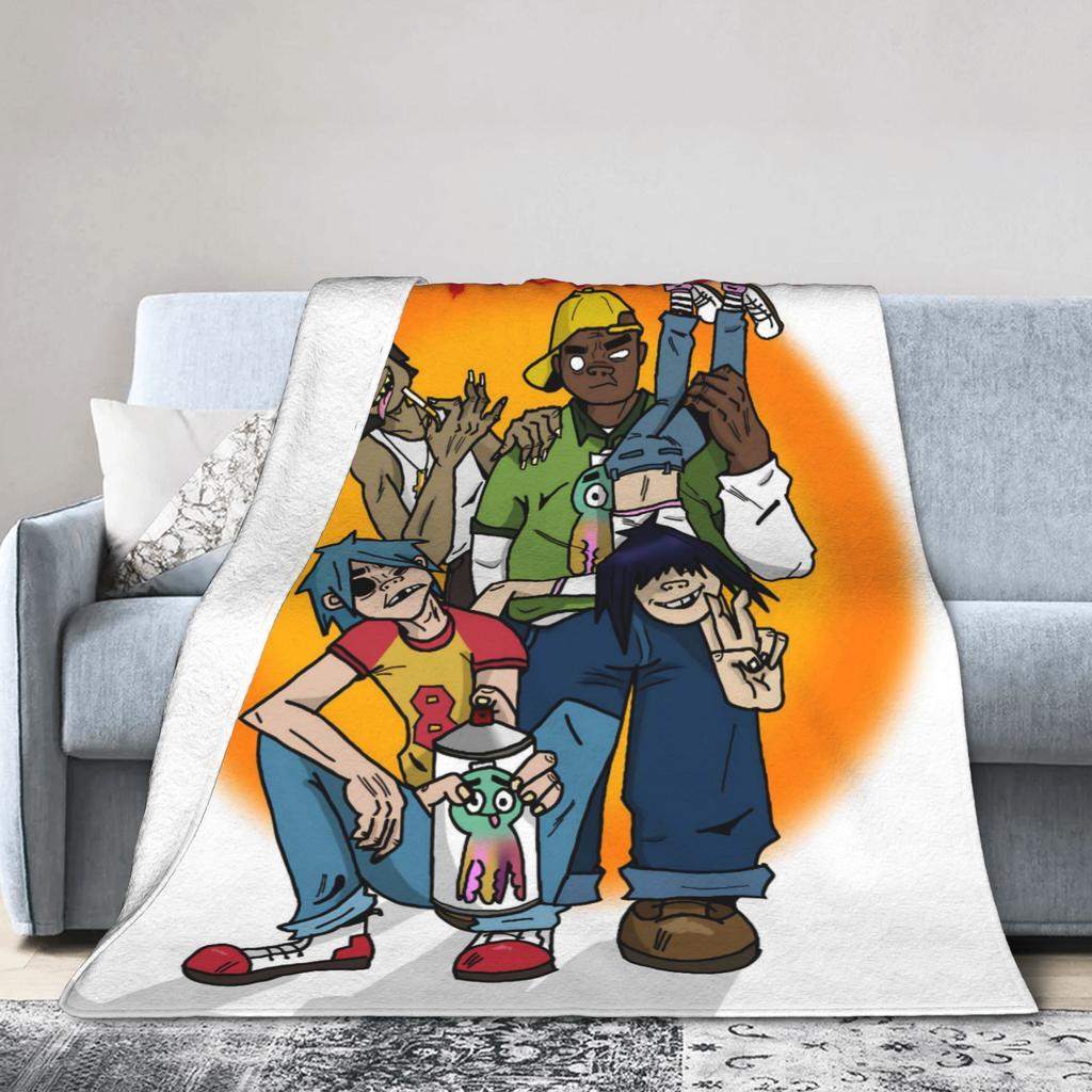 G-Gorillaz Music Band Blankets  Super Warm Fluffy Plush Bedding Throws For Kids Adult Couch Chair Sofa Bed Bedspread Bed Cover