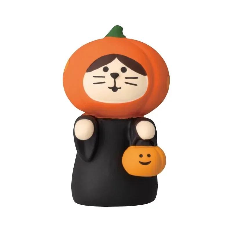 2025 Halloween Pumpkin Japanese Cat Miniature Scene Props Creative Children's Dolls Gift ZAKKA Resin Small Decoration Figurines
