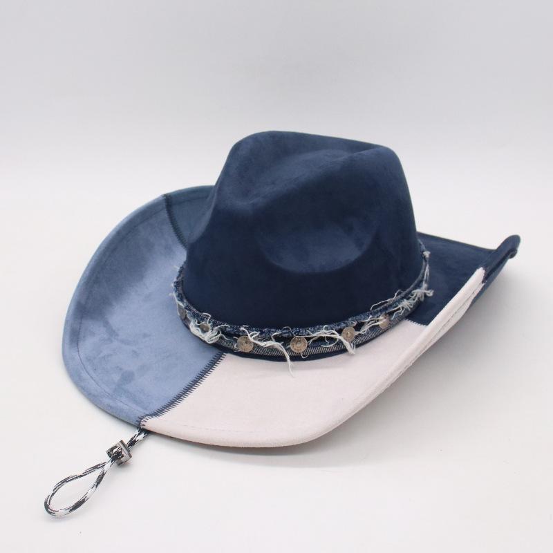 

Trend Ethnic Style British Top Hat Suede Men And Women Western Cowboy Top Hat Jazz Hat For Performance one size fits all j peach