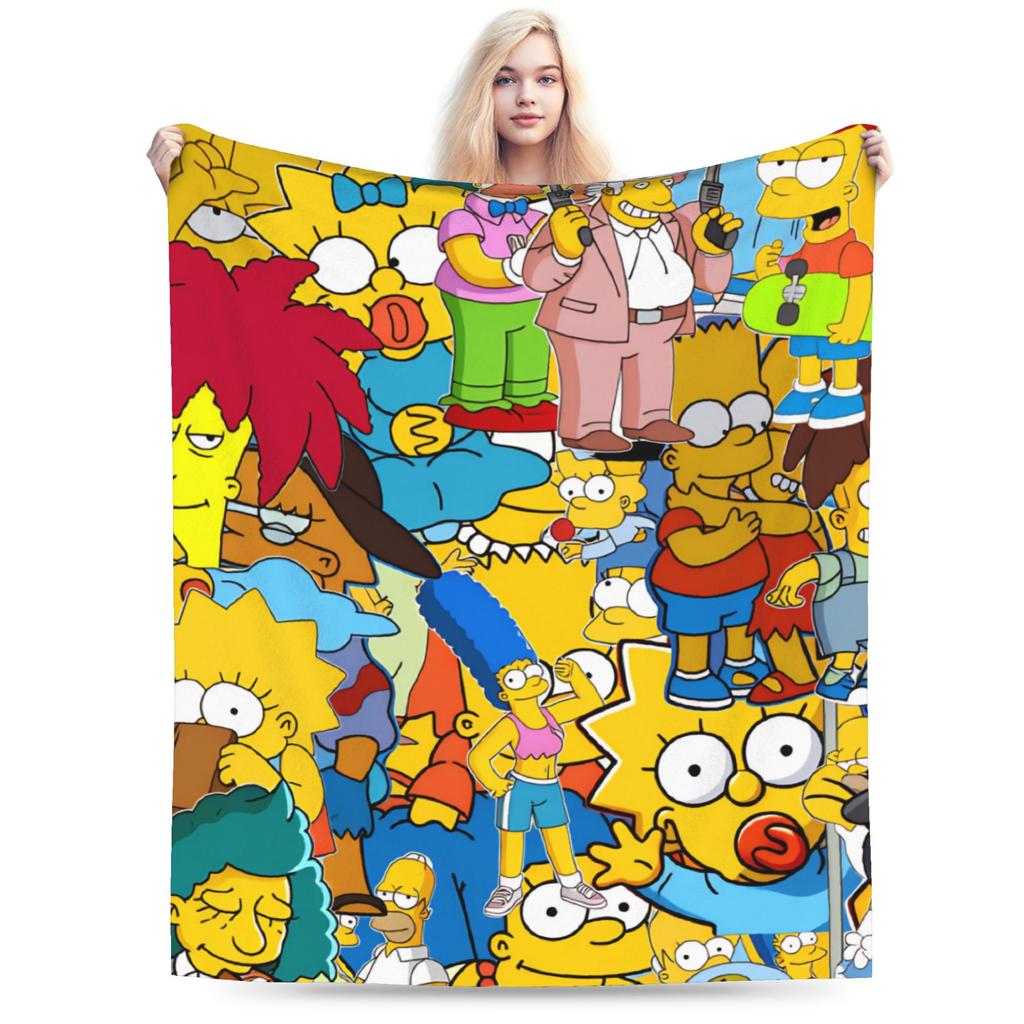 Funny S-Simpsons Cartoon Warm Cozy Blanket  Print Camping Bedding Throws Outdoor Flannel Bedspread Sofa Bed Cover