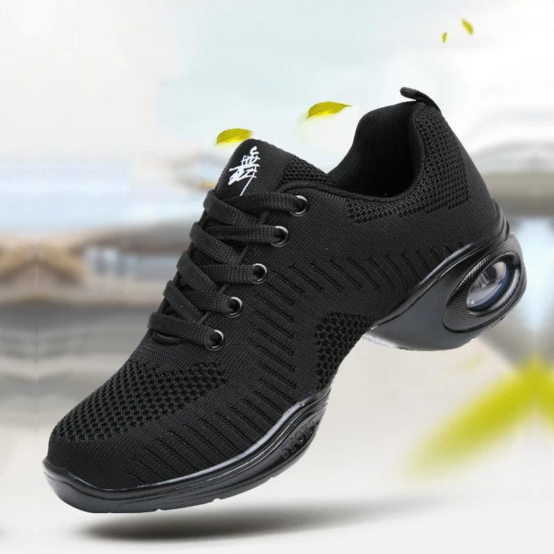 Summer Mesh Soft Sole Jazz Shoes Woman Modern Soft Outsole Dance Ladies Sneakers Breathable Lightweight Dancing Fitness Shoes