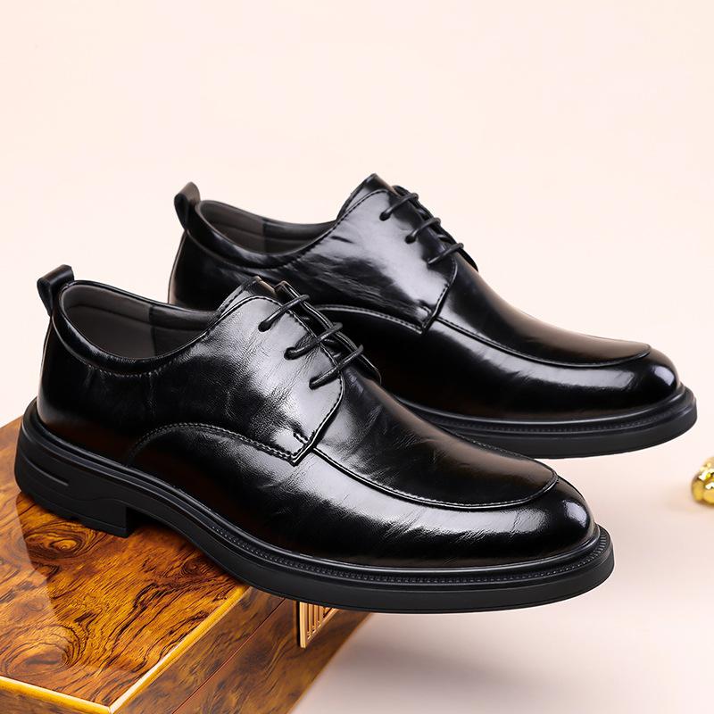 New Designer Black Lace Dress Shoes for Men Fashion Business Casual Shoes Male British Style Office Leather Shoe Man