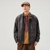 Vintage Solid Colour Versatile Pu Leather Jacket Men's Loose Large Size Stand-up Collar Biker Leather Jacket Casual Jacket