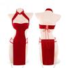 Retro Cheongsam Uniform High Slit Chinese Sexy Lace Qipao Lingerie Party Queen Erotic Costume Night Club Passion Wear Temptation