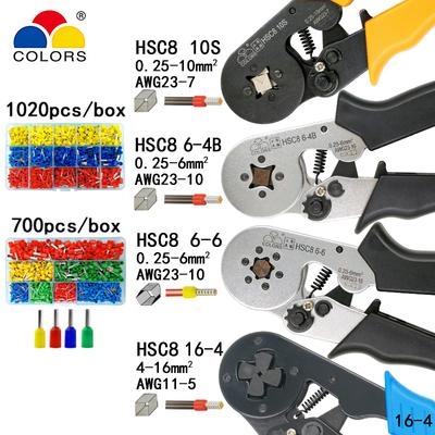 Sıkma Aletleri Pense Elektrik Boru Terminalleri Kutu HSC8 10S 0,25-10mm2 6-4B/6-6 0,25-6mm2