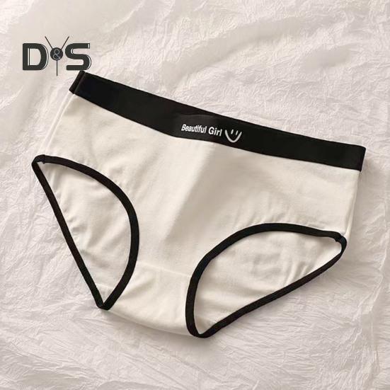 Mutandine da donna Senza cuciture a vita media Colore a contrasto con motivo a lettere Elastico Morbido e traspirante Stile giapponese Antisettico Slip da donna traspirante
