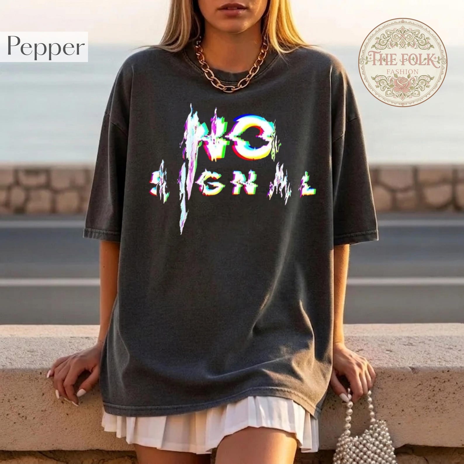 No Signal Shirt, Glitch Art Graphic Tee, Comfort Colors Y2K Shirt, Vaporwave Aesthetic Tshirt, Y2K Grunge Shirt, Edgy Streetwear 3XL